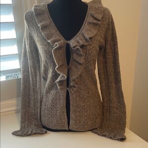 Anna Sui Ruffled Knit Cardigan - Taupe